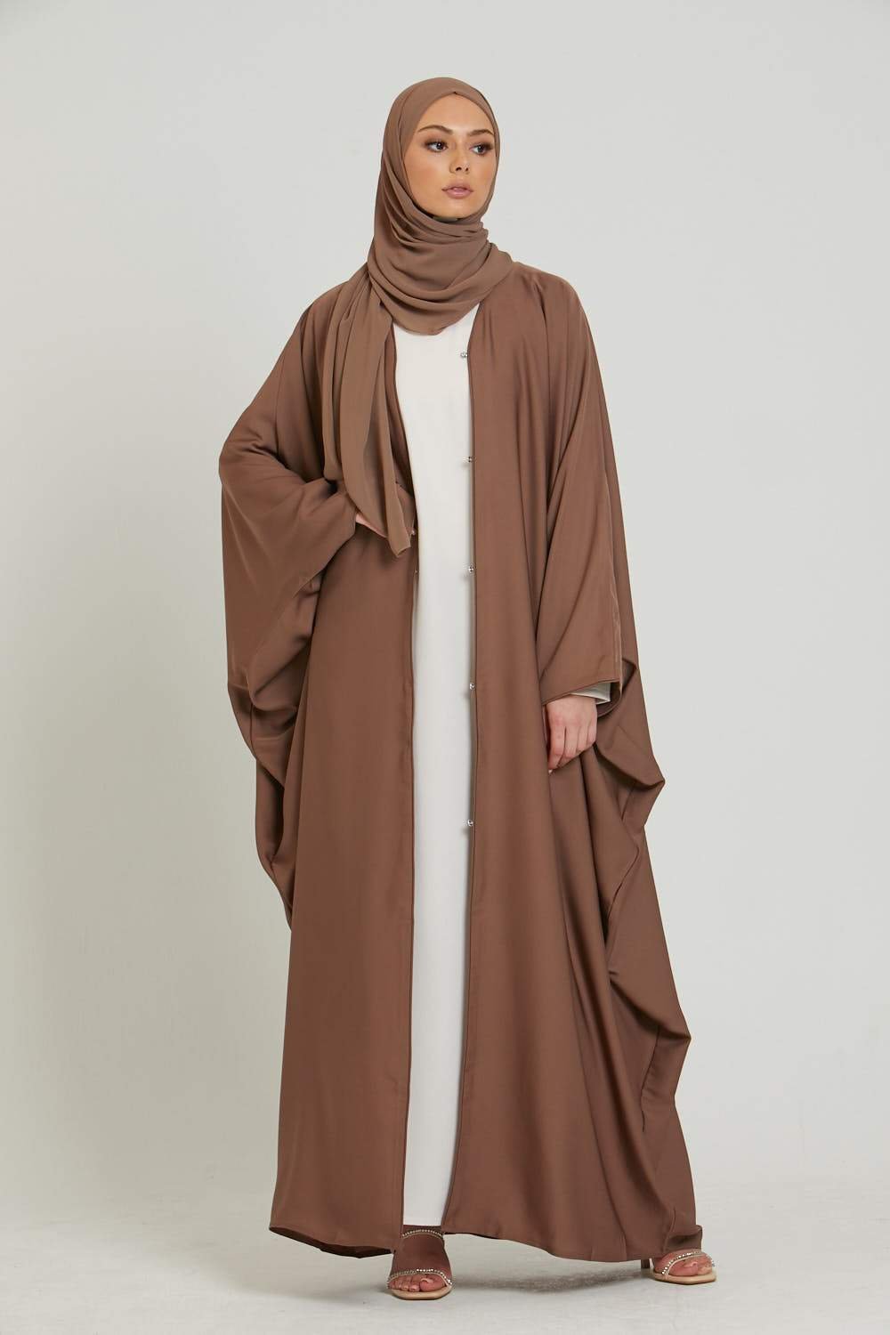 Modern Open-Front Abaya in Beige