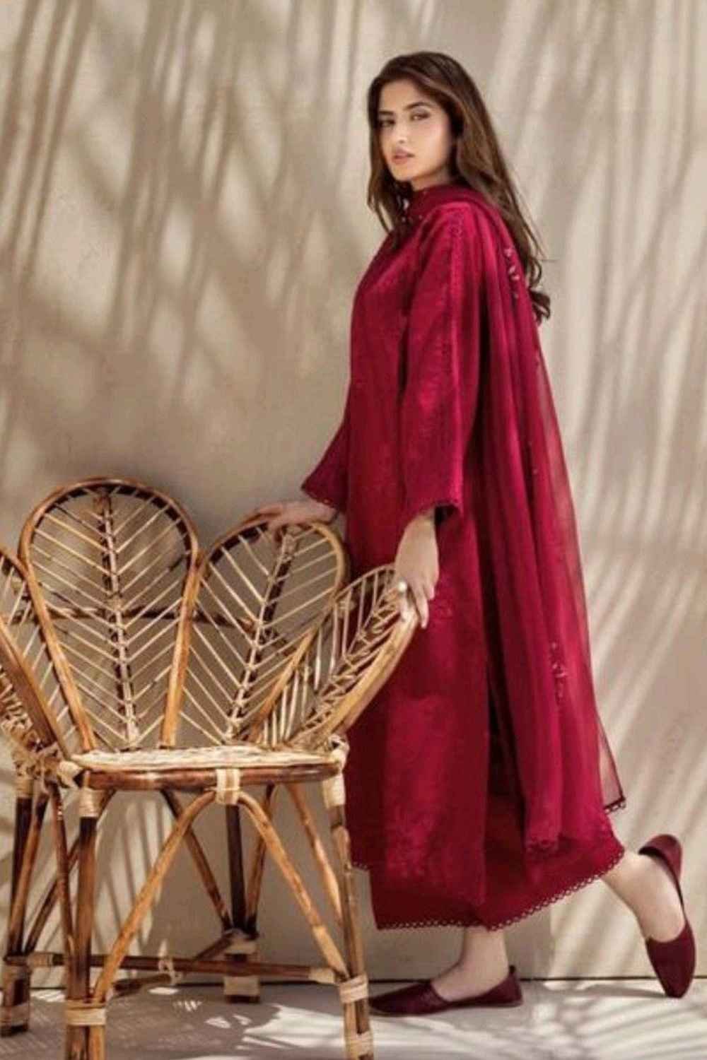 Sajal Ali New Red Suit Design